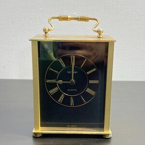 West Germany Sensor Quartz, Brass Clock Working Perfectly, Golden and Black, Tab